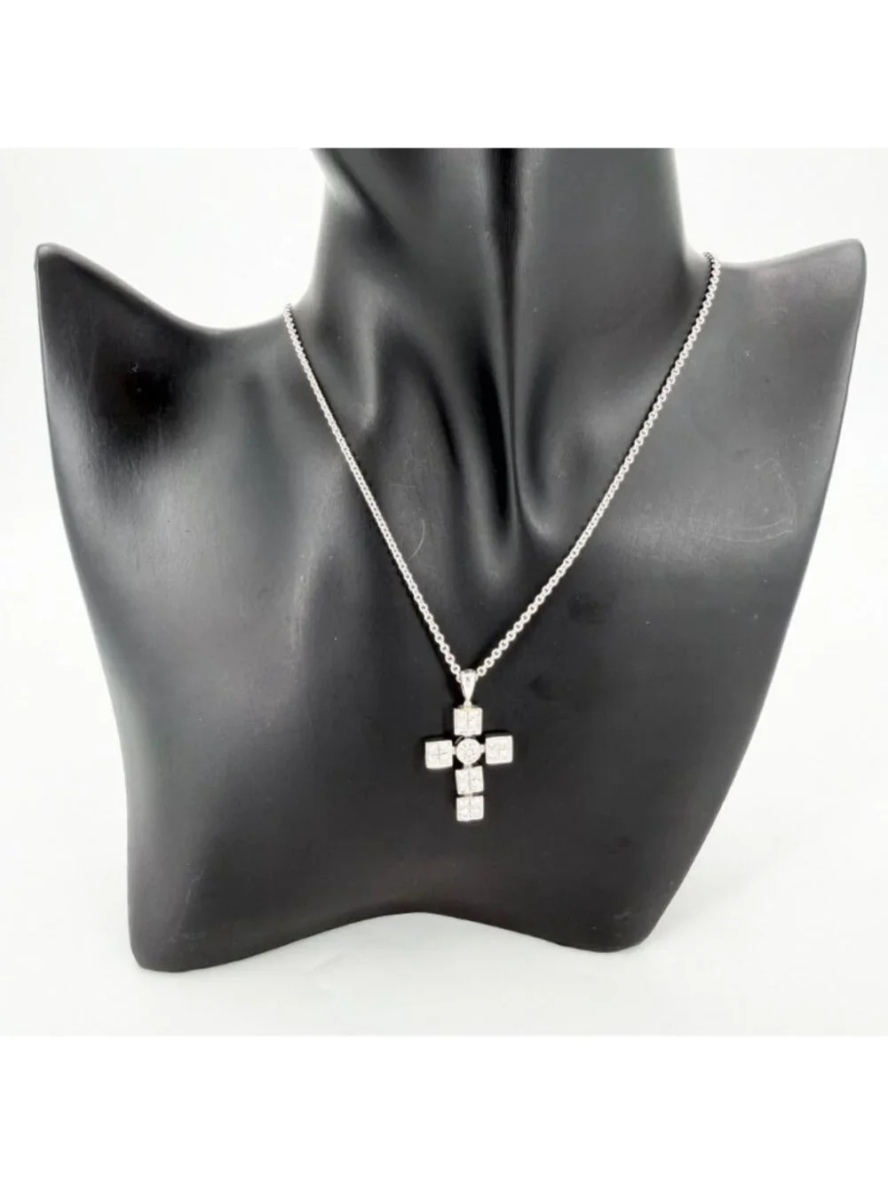 Bvlgari Necklace Lucia Latin Cross Pendant 18k WG White Gold